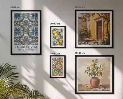 Polittico con cornice Agrumi italiani in stile mediterraneo