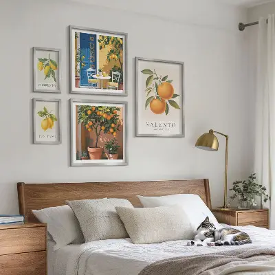 Set di 5 quadri con stampa a tema frutta in stile rustico italiano