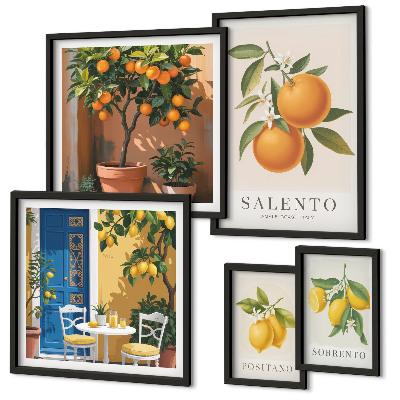 Set di 5 quadri Stile rustico fruttato italiano