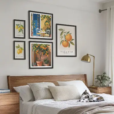 Set di 5 quadri con stampa a tema frutta in stile rustico italiano
