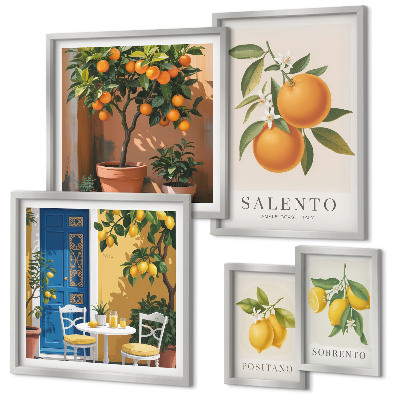 Set di 5 quadri Stile rustico fruttato italiano