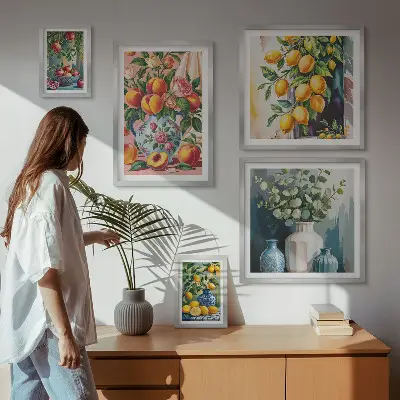 Set di quadri incorniciati con composizioni floreali fruttate