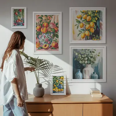 Set di quadri incorniciati con composizioni floreali fruttate