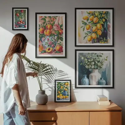 Set di quadri incorniciati con composizioni floreali fruttate
