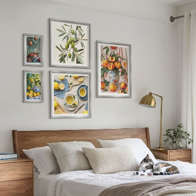 Polittico con cornice Decorazione rustica con frutta e fiori