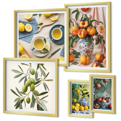 Polittico con cornice Decorazione rustica con frutta e fiori