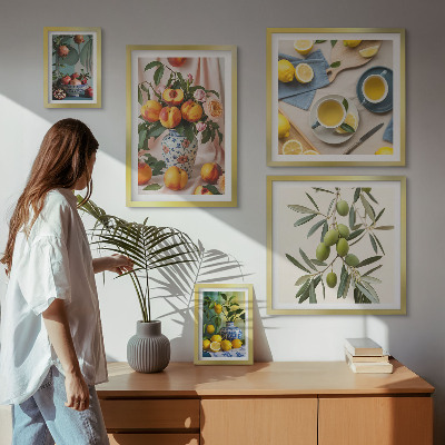 Polittico con cornice Decorazione rustica con frutta e fiori