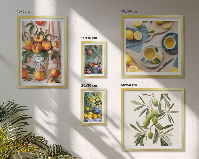 Polittico con cornice Decorazione rustica con frutta e fiori