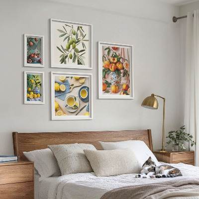 Polittico con cornice Decorazione rustica con frutta e fiori