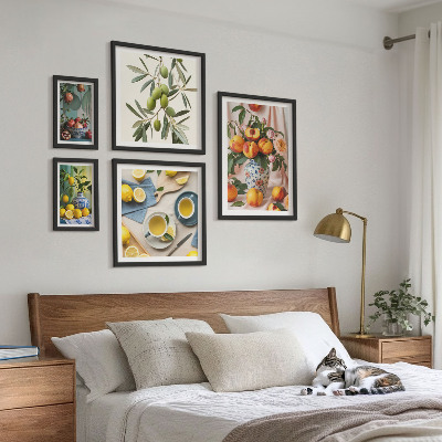 Polittico con cornice Decorazione rustica con frutta e fiori