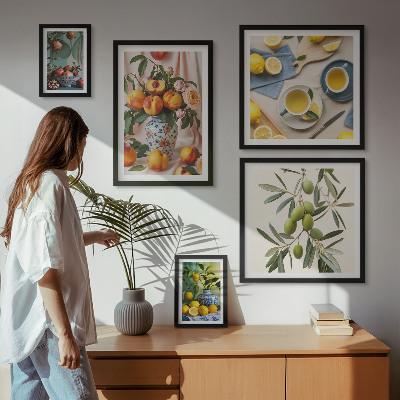 Polittico con cornice Decorazione rustica con frutta e fiori