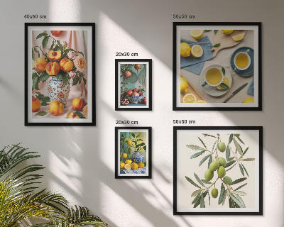 Polittico con cornice Decorazione rustica con frutta e fiori