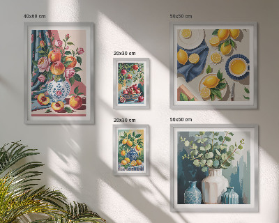 Set di 5 quadri Composizioni floreali e fruttate