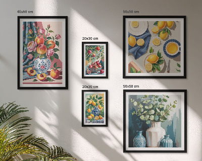 Set di 5 quadri Composizioni floreali e fruttate