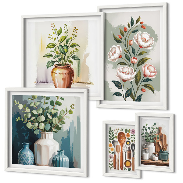 Set di quadri incorniciati Eleganti decorazioni vegetali per la cucina.