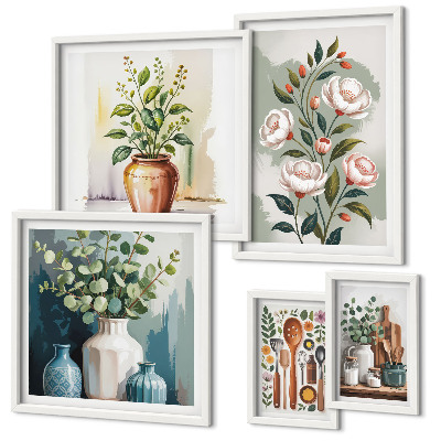 Set di quadri incorniciati Eleganti decorazioni vegetali per la cucina.