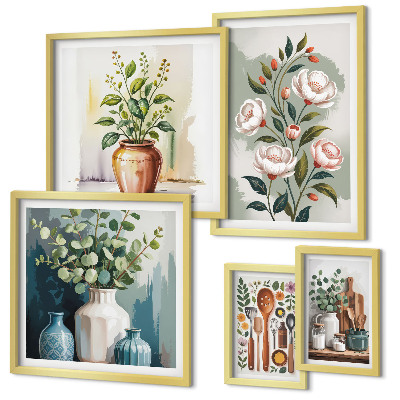 Set di quadri incorniciati Eleganti decorazioni vegetali per la cucina.