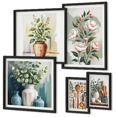 Set di quadri incorniciati decorazioni vegetali eleganti per la cucina