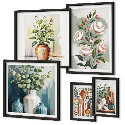 Set di quadri incorniciati Eleganti decorazioni vegetali per la cucina.