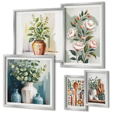 Set di quadri incorniciati decorazioni vegetali eleganti per la cucina