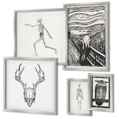 Polittico con cornice arte surrealista raffigurante natura e uomo