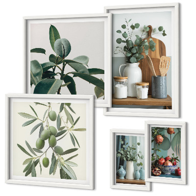Set di 5 quadri Piante scandinave naturali