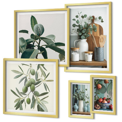 Set di 5 quadri Piante scandinave naturali
