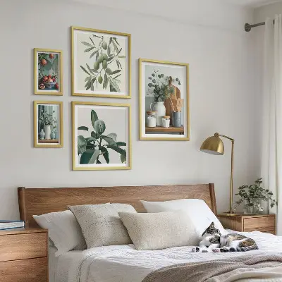 Set di 5 quadri con piante scandinave naturali