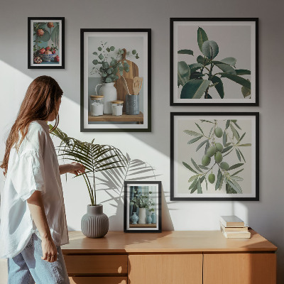 Set di 5 quadri Piante scandinave naturali