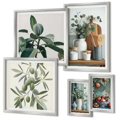 Set di 5 quadri con piante scandinave naturali
