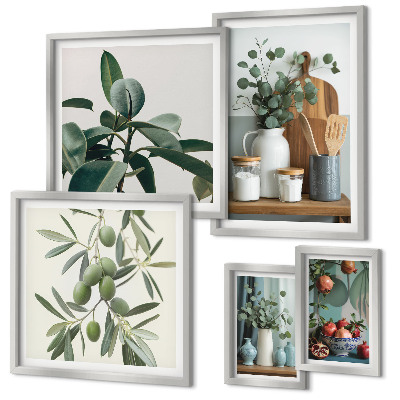 Set di 5 quadri Piante scandinave naturali