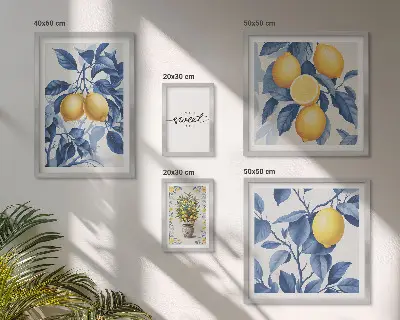 Polittico con cornice decorazione in stile rustico color limone