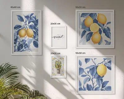 Polittico con cornice decorazione in stile rustico color limone