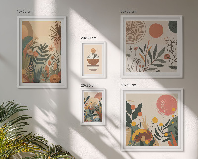 Set di 5 quadri Motivi vegetali astratti in stile boho