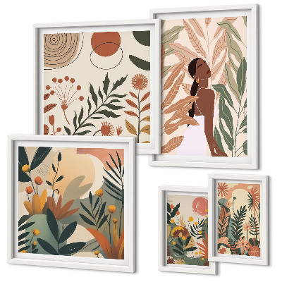 Set di quadri incorniciati Stile boho con figura vegetale