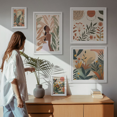 Set di quadri incorniciati Stile boho con figura vegetale