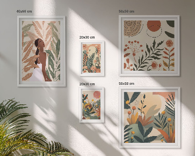 Set di quadri incorniciati Stile boho con figura vegetale