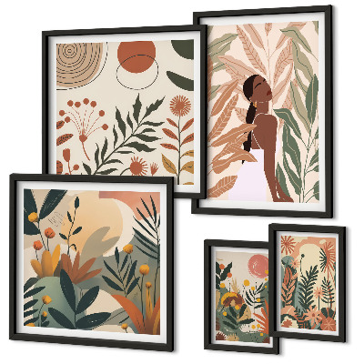 Set di quadri incorniciati Stile boho con figura vegetale