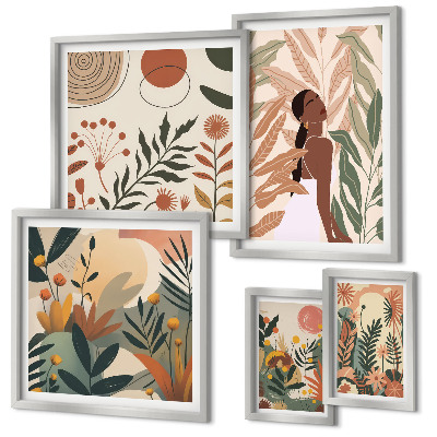 Set di quadri incorniciati Stile boho con figura vegetale