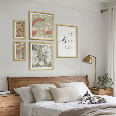 Set di 5 quadri Slogan con grafiche floreali eleganti
