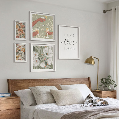 Set di 5 quadri Slogan con grafiche floreali eleganti