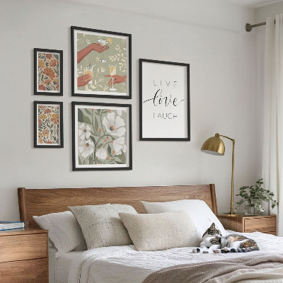 Set di 5 quadri Slogan con grafiche floreali eleganti