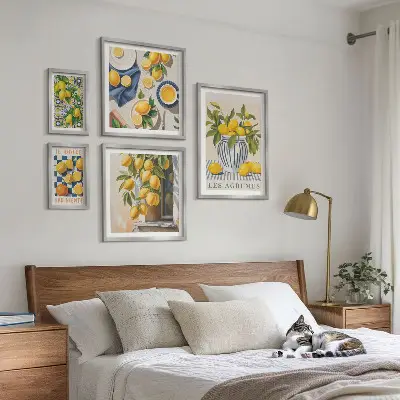Polittico decorativo provenzale con stampa a tema agrumi e cornice