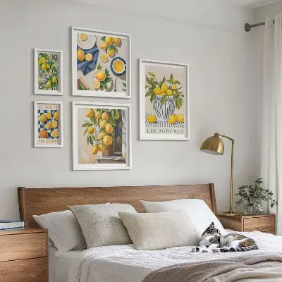 Polittico decorativo provenzale con stampa a tema agrumi e cornice