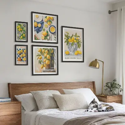 Polittico decorativo provenzale con stampa a tema agrumi e cornice