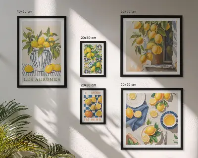 Polittico decorativo provenzale con stampa a tema agrumi e cornice