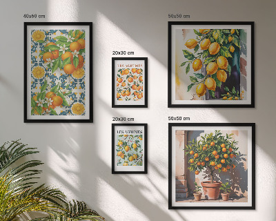 Set di 5 quadri Agrumi fiori vintage