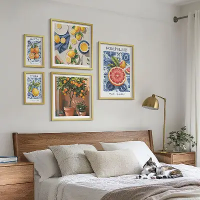 Polittico con cornice decorazioni vintage con agrumi