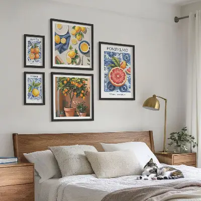 Polittico con cornice decorazioni vintage con agrumi