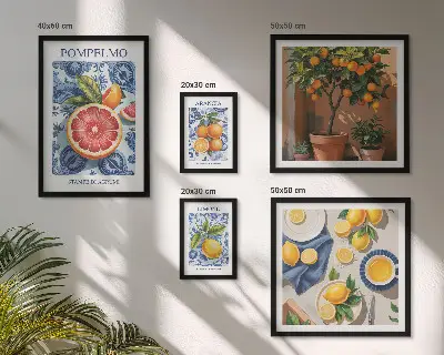 Polittico con cornice decorazioni vintage con agrumi